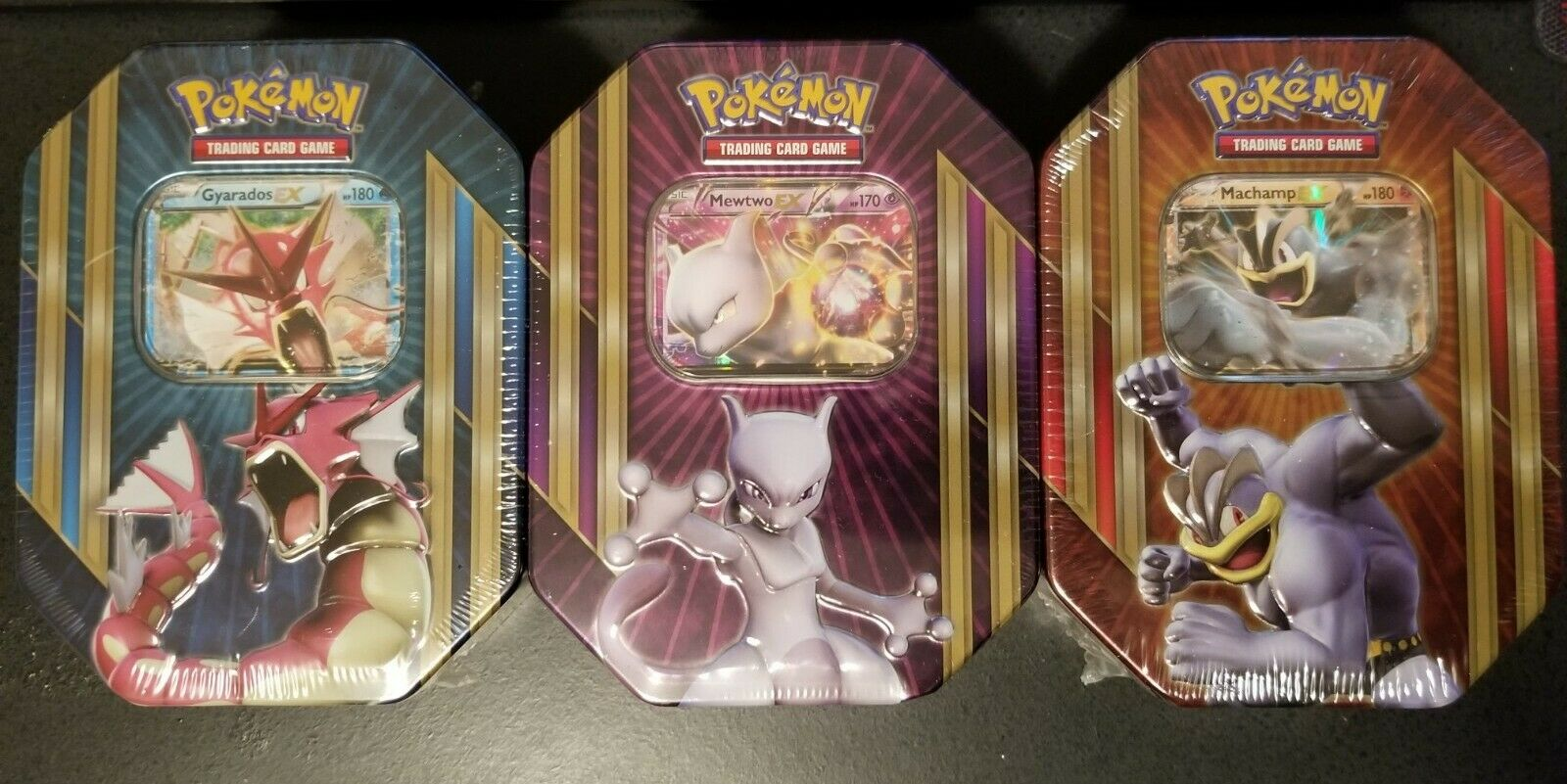 Pokemon 'Triple Power' Spring 2016 Tins Set of 3 (Gyarados, Mewtwo, Machamp)