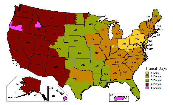 Estimated UPS Ground Shipping times from Hills Wholesale